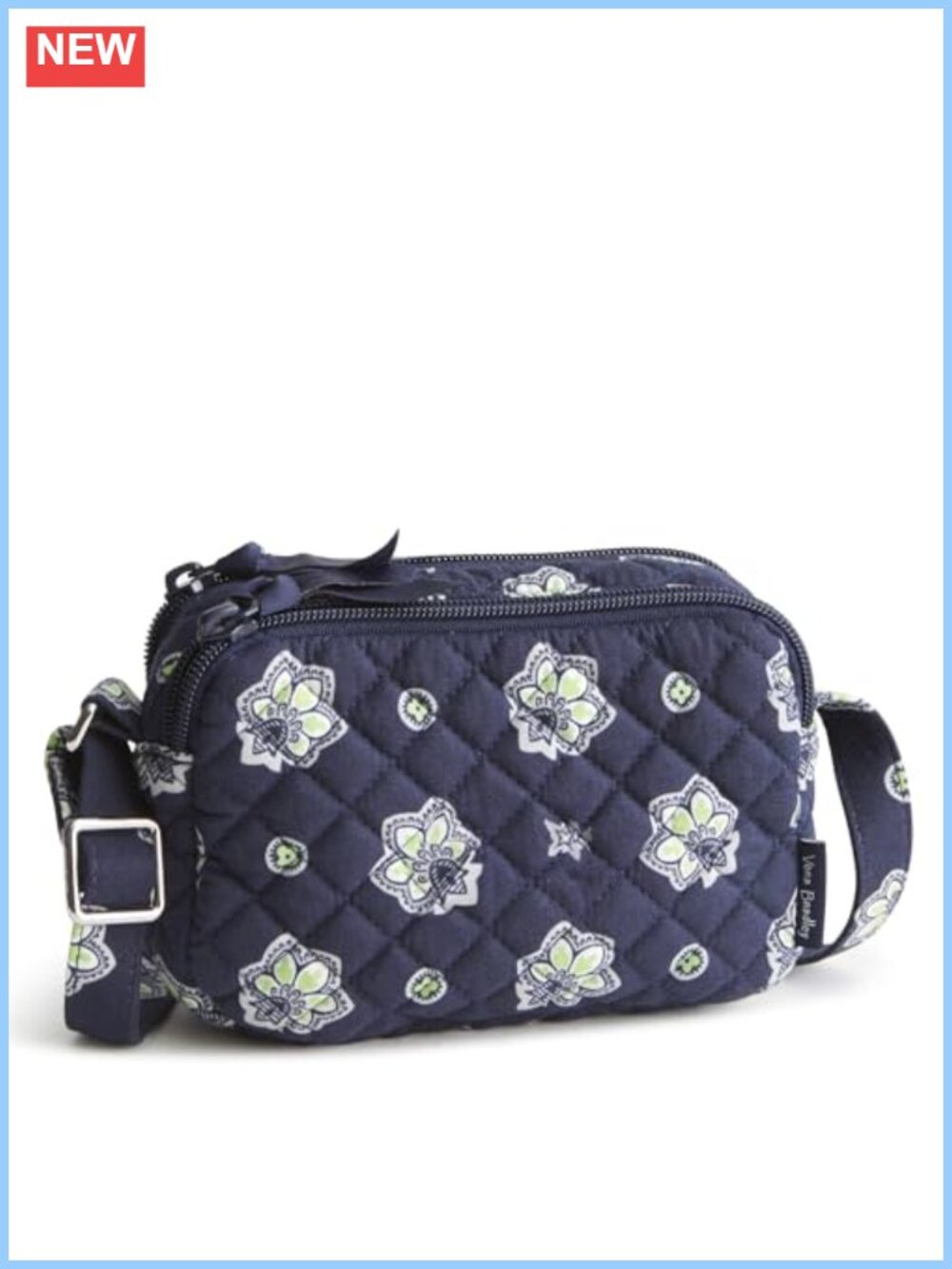Quilted Cotton Crossbody Bag RFID Protection Adjustable Strap